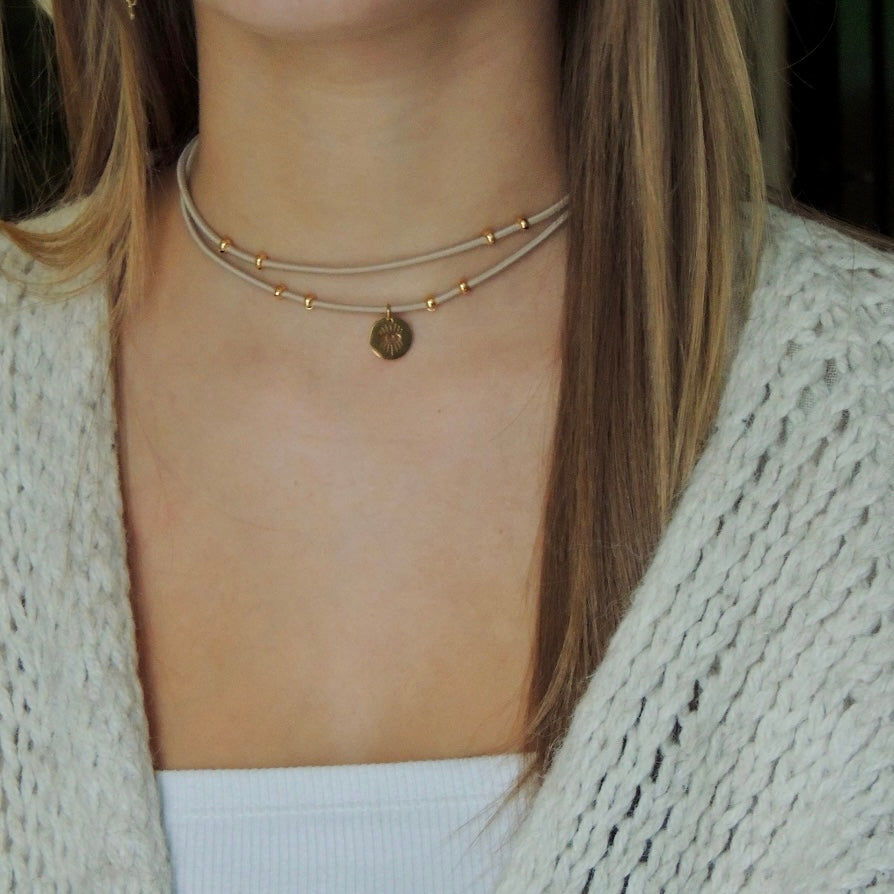 Chroma double beige | Collier en Acier Inoxydable